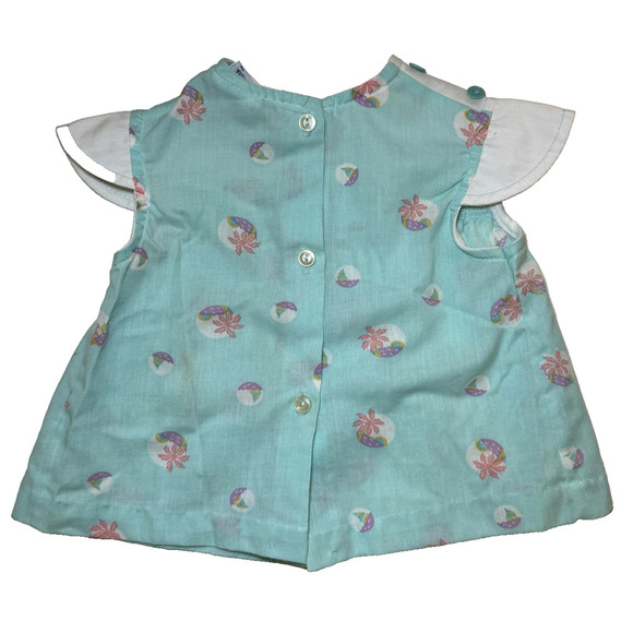 Vintage Precious Originals Dress Girls 12 Months Palm Tree Pocket Button USA 90s - Picture 5 of 7